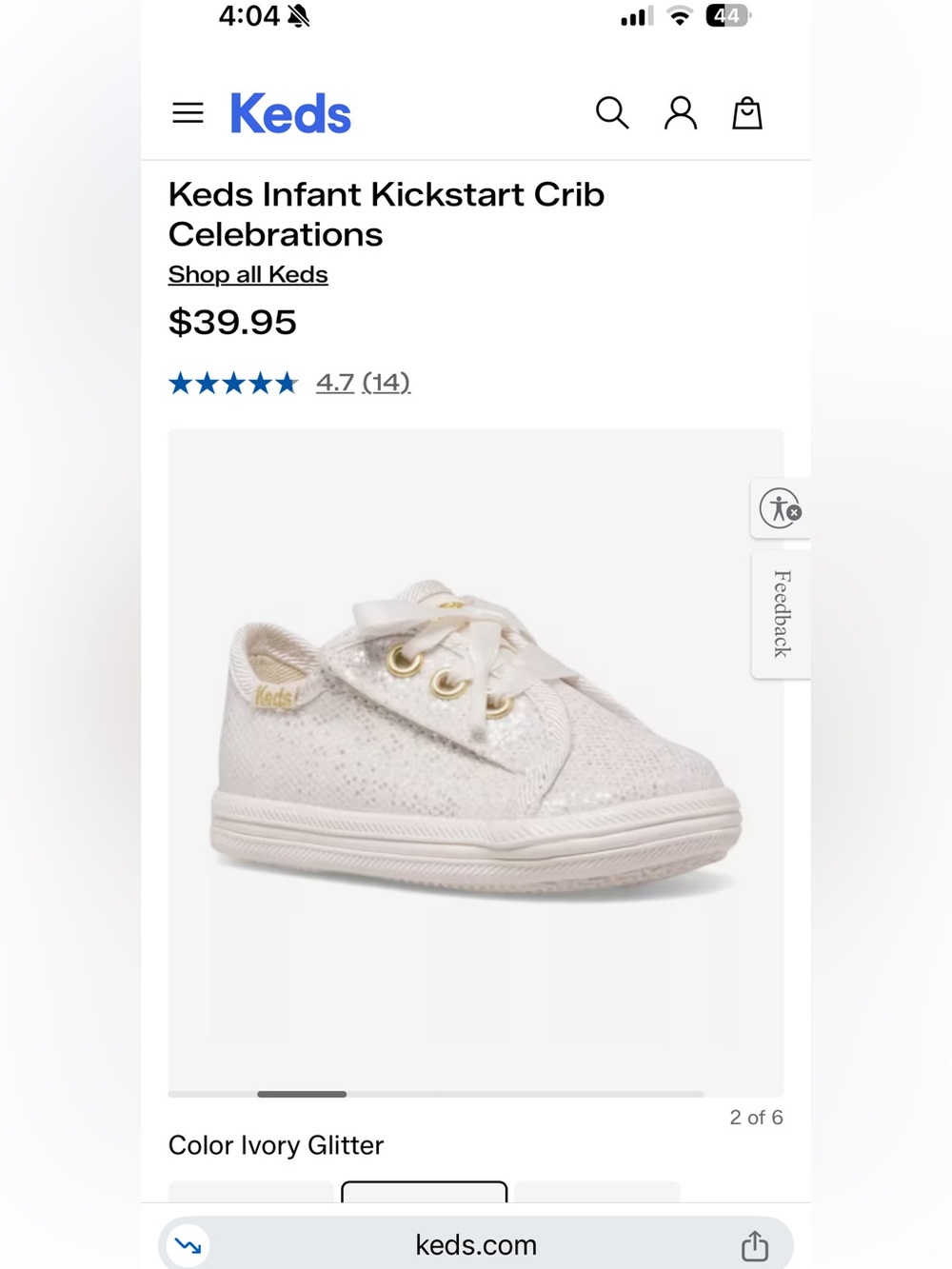 Keds Kate Spade Kids Glitter Lace-Up Sneakers in Cream
